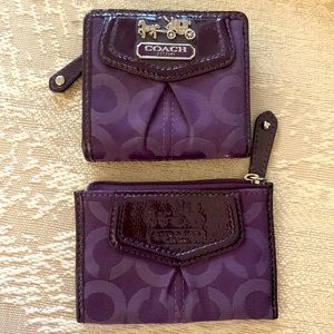 Coach purple small wallet and coin purse